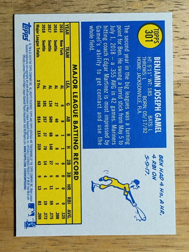 2019 Topps Heritage #301 Ben Gamel