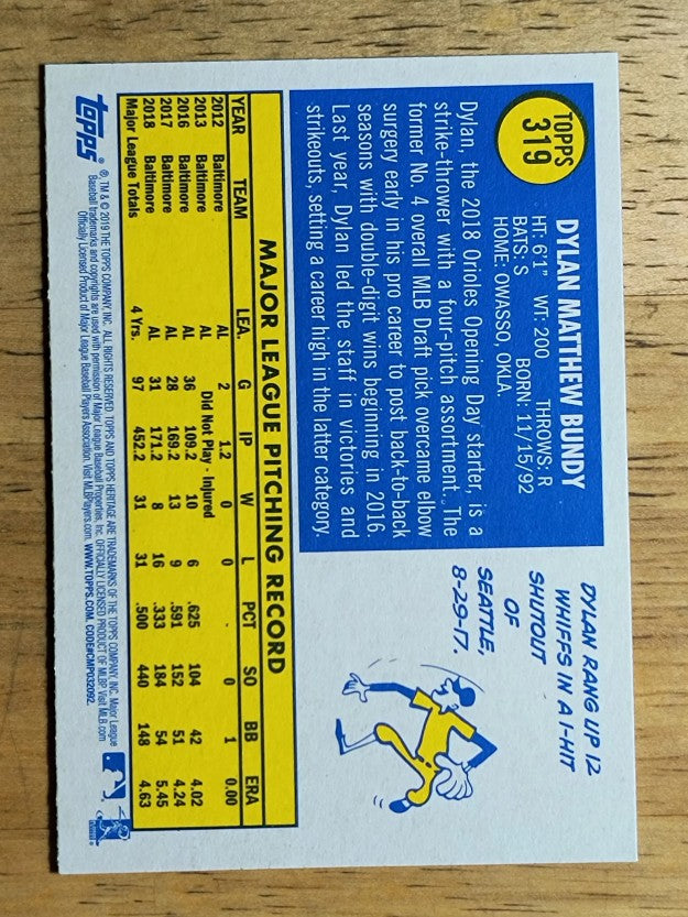 2019 Topps Heritage #319 Dylan Bundy