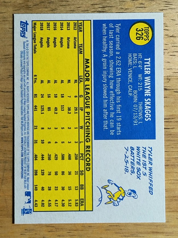 2019 Topps Heritage #326 Tyler Skaggs
