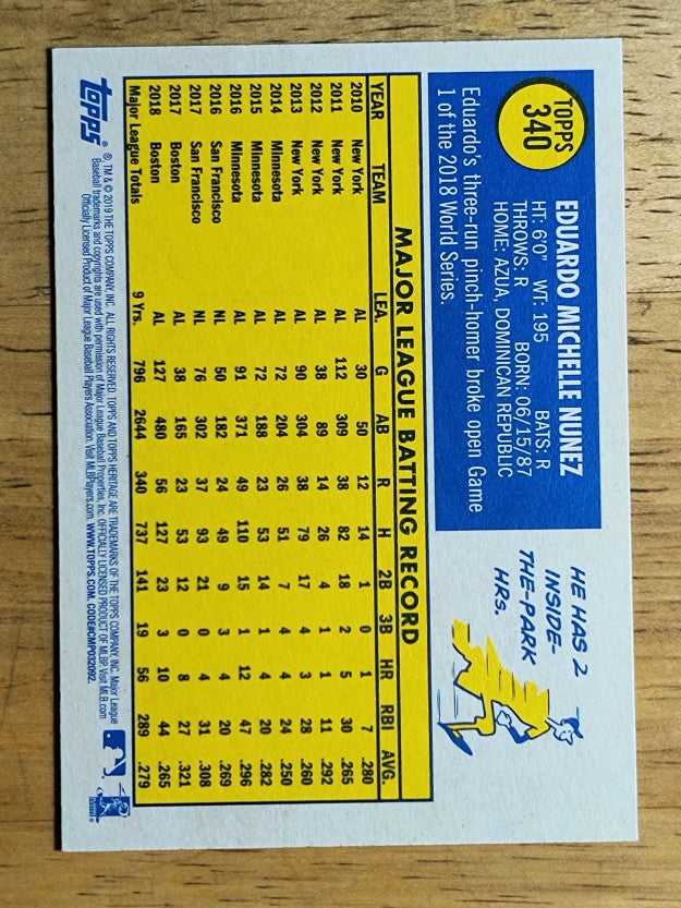 2019 Topps Heritage #340 Eduardo Nunez