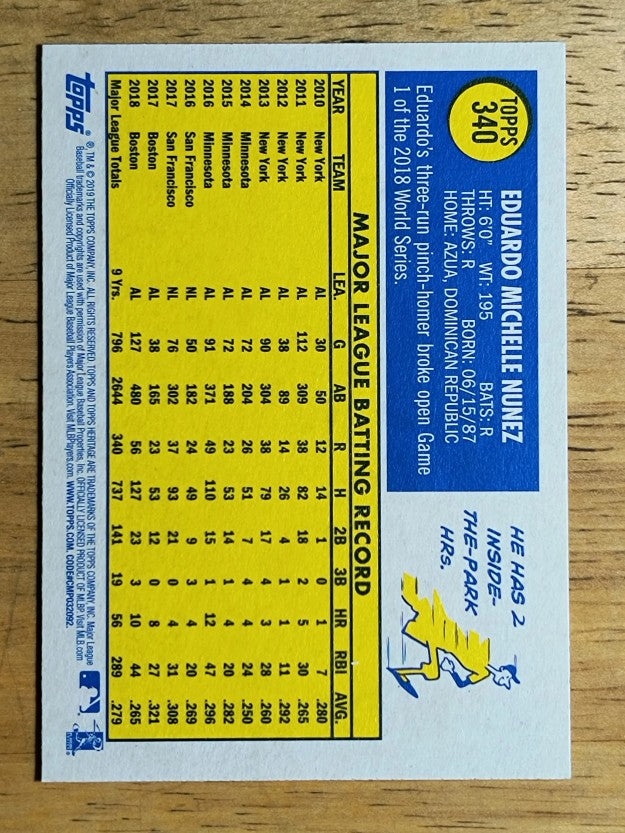 2019 Topps Heritage #340 Eduardo Nunez