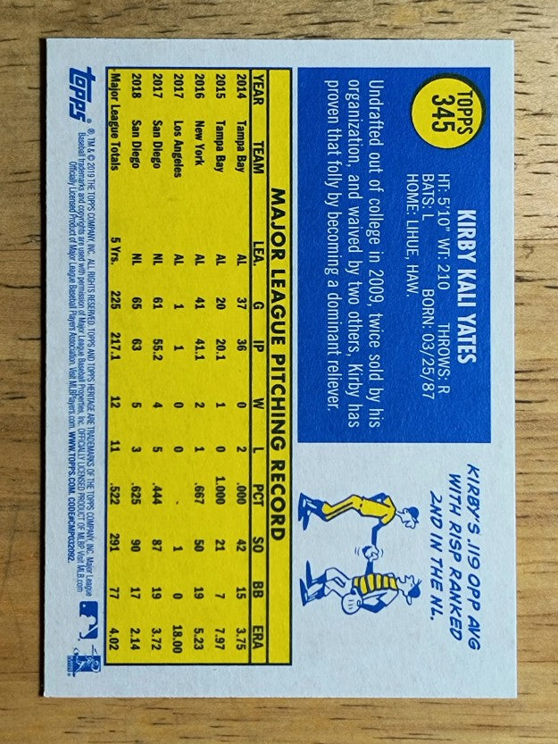 2019 Topps Heritage #345 Kirby Yates