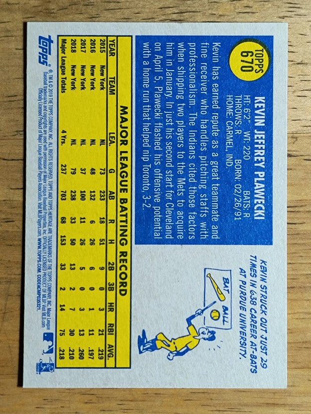 2019 Topps Heritage #670 Kevin Plawecki