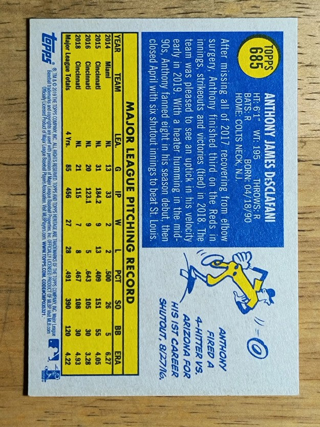 2019 Topps Heritage #685 Anthony DeSclafani