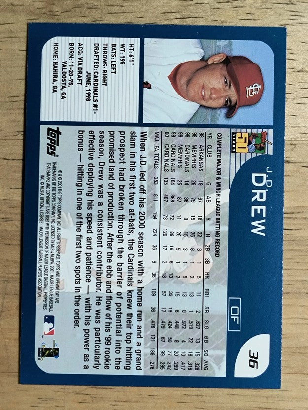 2001 Topps Opening Day #36 J.D. Drew