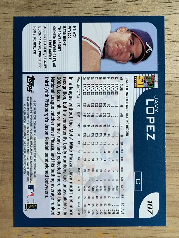2001 Topps Opening Day #107 Javy Lopez