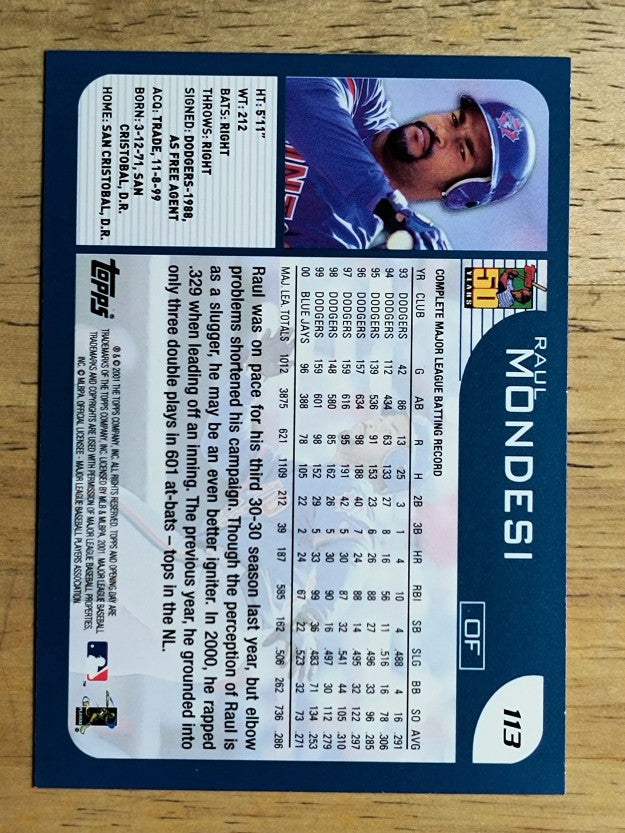 2001 Topps Opening Day #113 Raul Mondesi