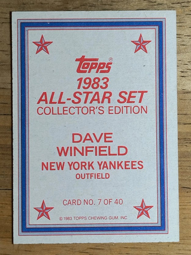 1983 Topps Glossy Send-Ins #7 Dave Winfield