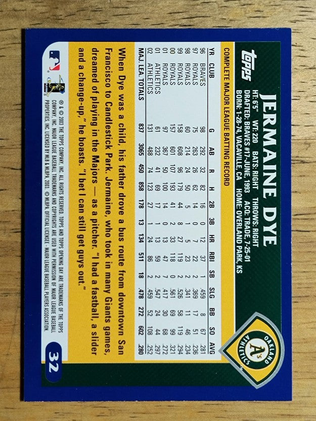 2003 Topps Opening Day #32 Jermaine Dye