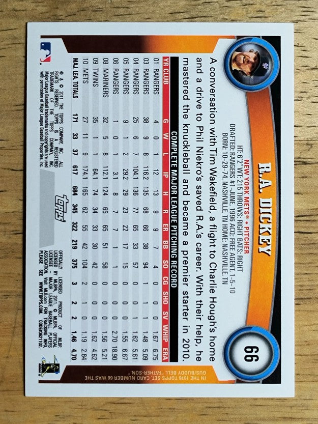 2011 Topps #66 R.A. Dickey