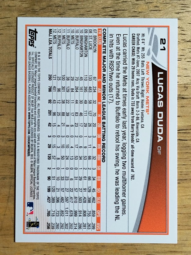 2013 Topps #21 Lucas Duda