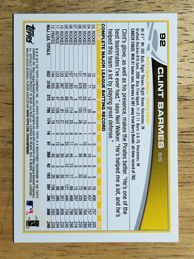 2013 Topps #92 Clint Barmes
