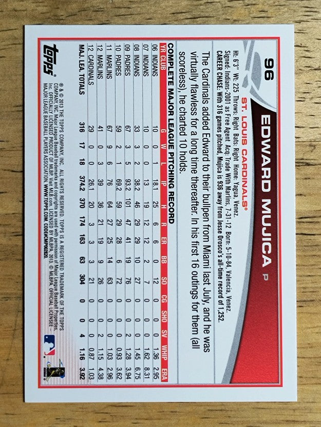2013 Topps #96 Edward Mujica