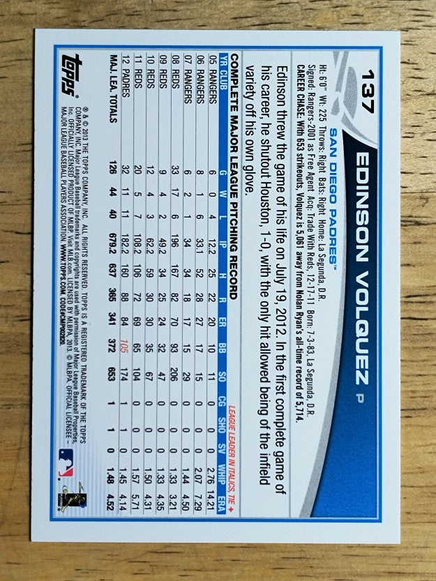 2013 Topps #137 Edinson Volquez