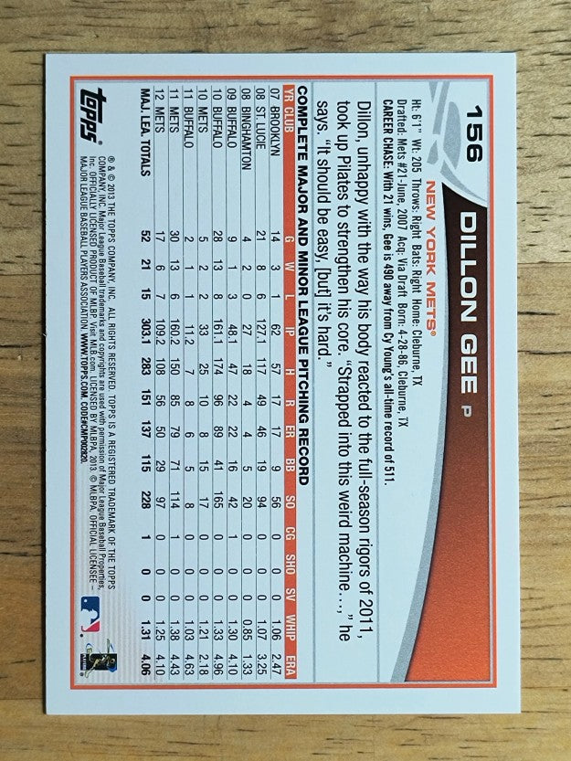 2013 Topps #156 Dillon Gee