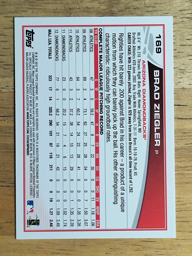 2013 Topps #169 Brad Ziegler