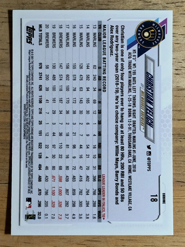 2021 Topps Chrome #18 Christian Yelich