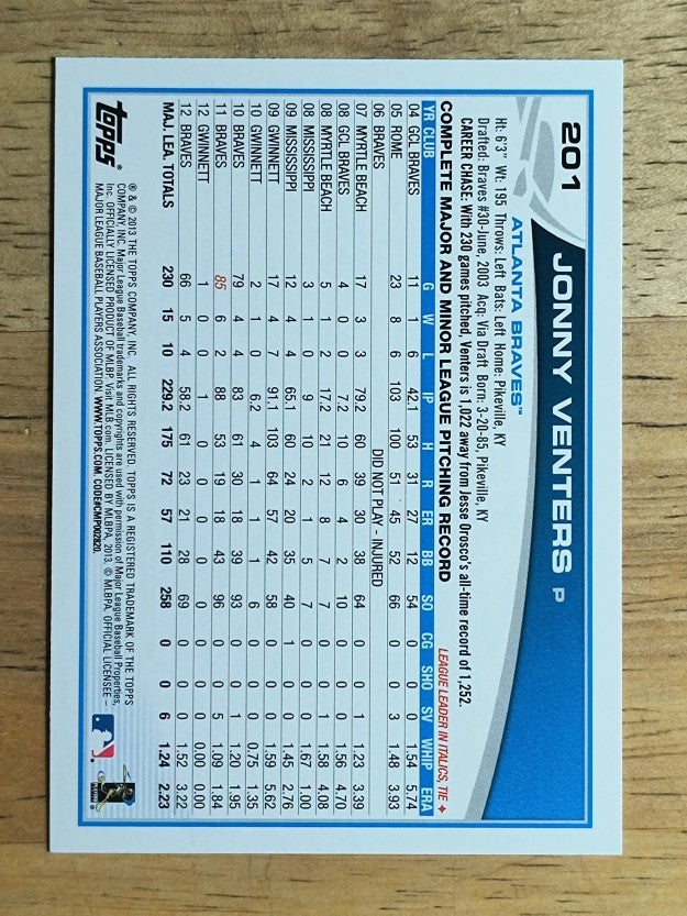 2013 Topps #201 Jonny Venters