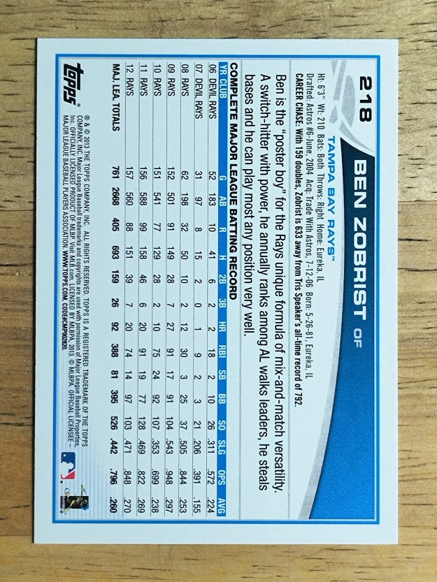 2013 Topps #218 Ben Zobrist