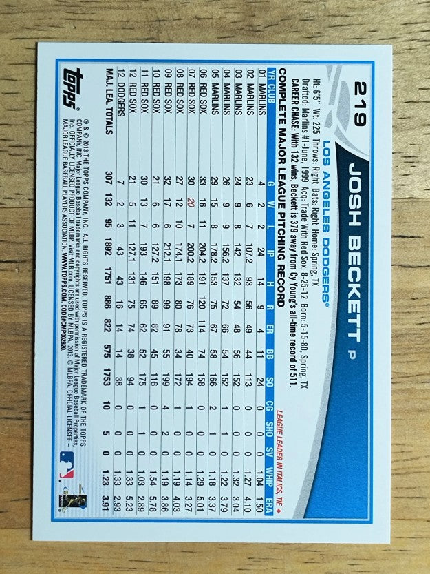 2013 Topps #219 Josh Beckett