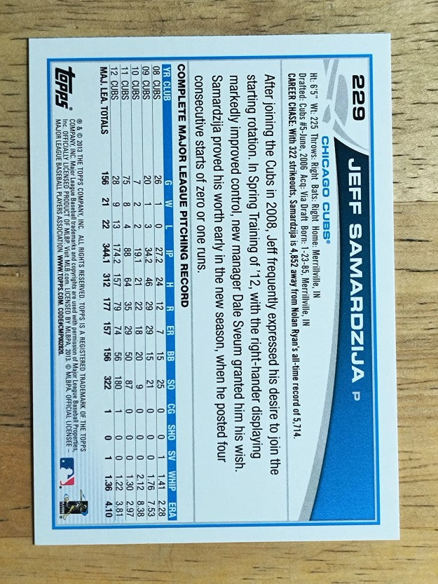 2013 Topps #229 Jeff Samardzija