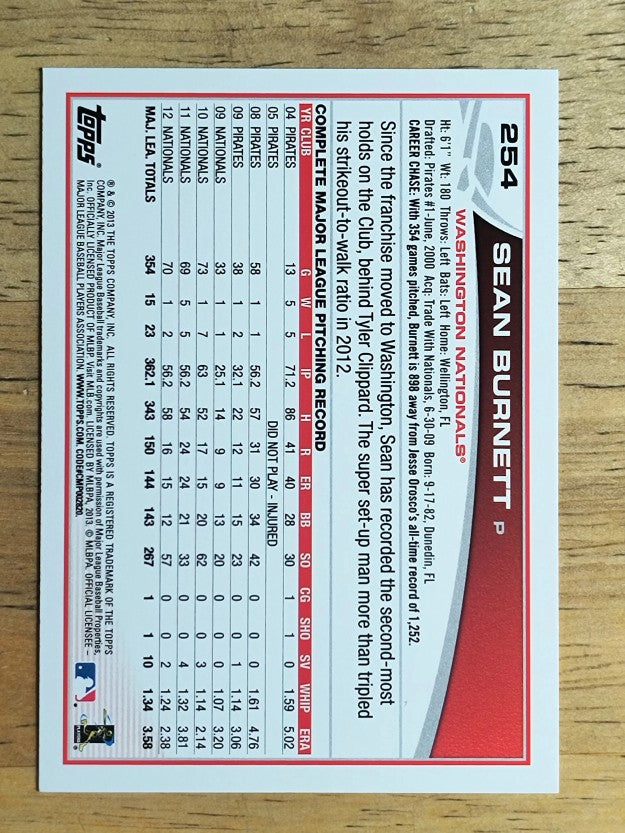 2013 Topps #254 Sean Burnett