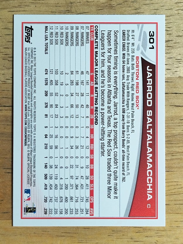 2013 Topps #301 Jarrod Saltalamacchia