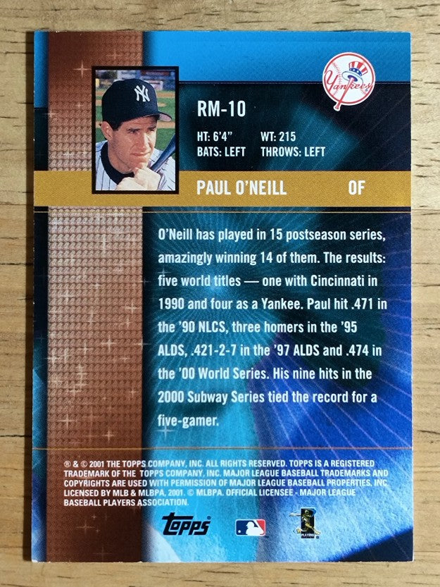 2002 Topps Ring Masters #RM10 Paul O'Neill