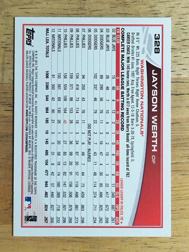 2013 Topps #328 Jayson Werth
