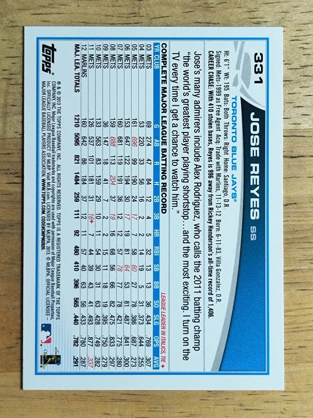 2013 Topps #331A Jose Reyes