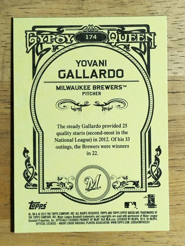 2013 Topps Gypsy Queen #174 Yovani Gallardo