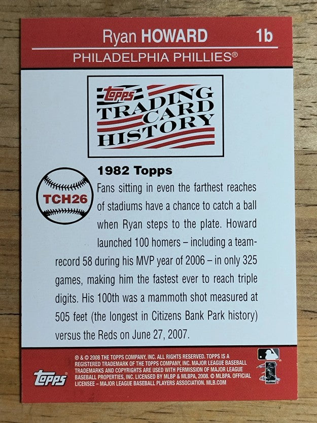 2008 Topps Trading Card History #TCH26 Ryan Howard