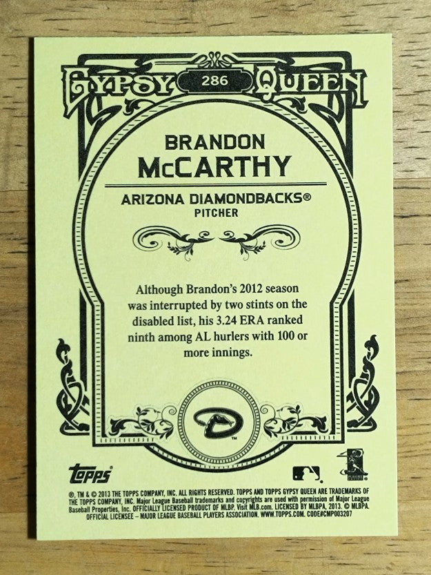 2013 Topps Gypsy Queen #286 Brandon McCarthy
