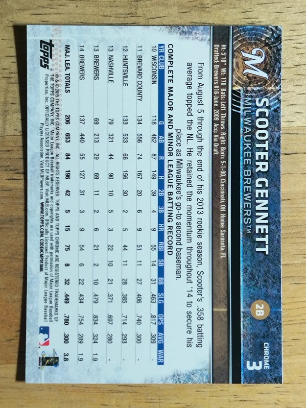 2015 Topps Chrome #3 Scooter Gennett