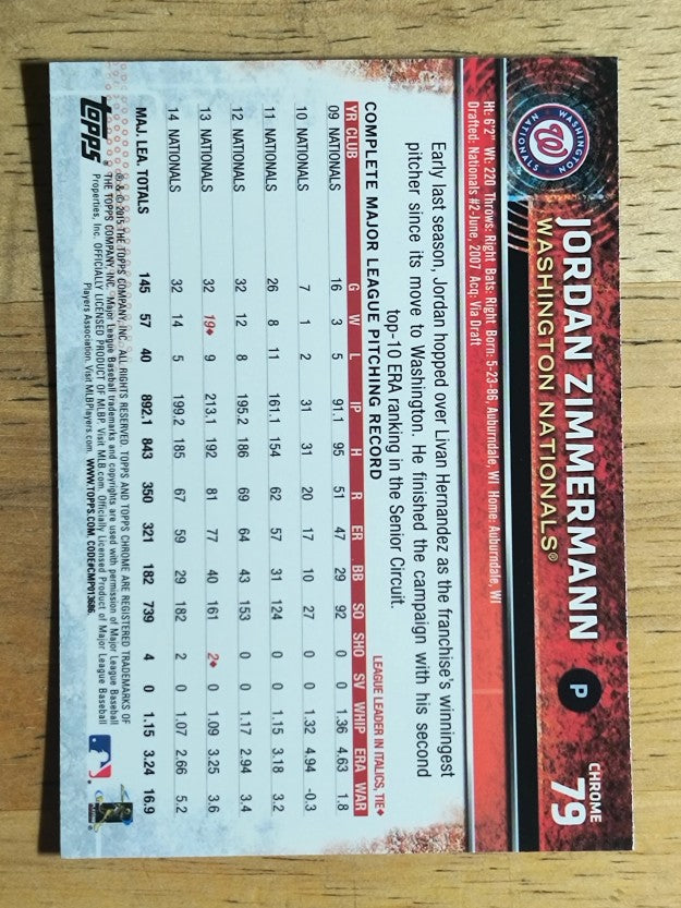 2015 Topps Chrome #79 Jordan Zimmermann