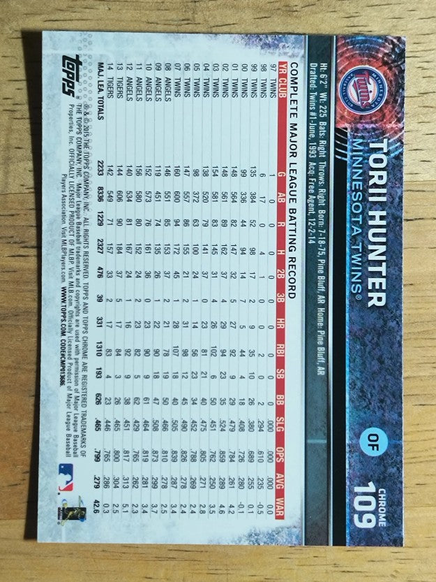 2015 Topps Chrome #109 Torii Hunter