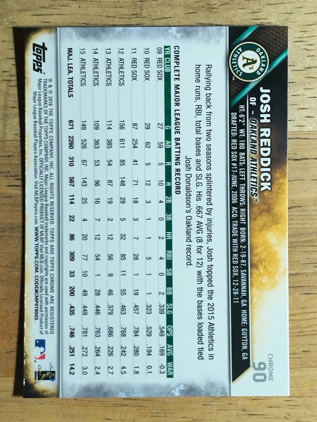 2016 Topps Chrome #90 Josh Reddick