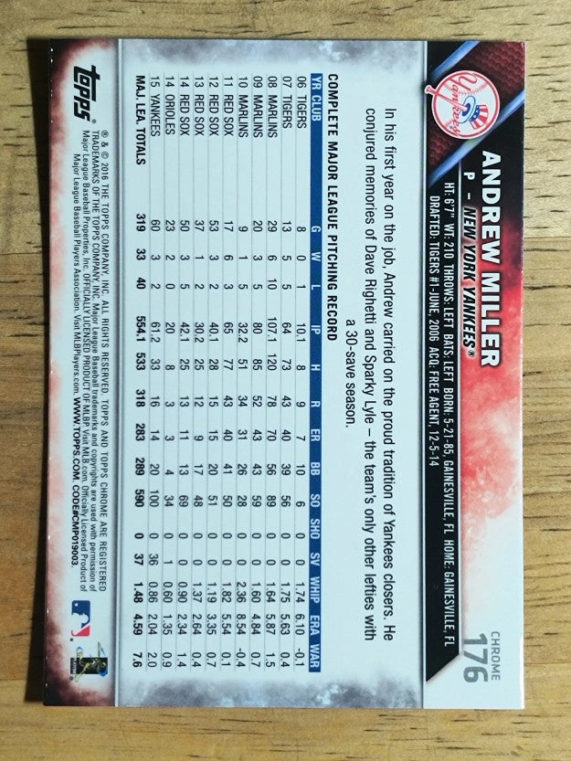 2016 Topps Chrome #176 Andrew Miller