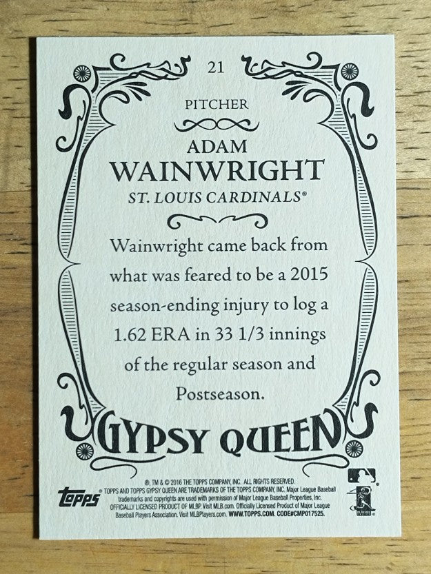 2016 Topps Gypsy Queen #21A Adam Wainwright/Pitching