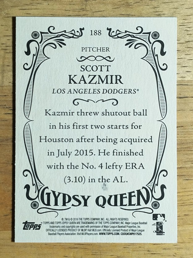 2016 Topps Gypsy Queen #188 Scott Kazmir