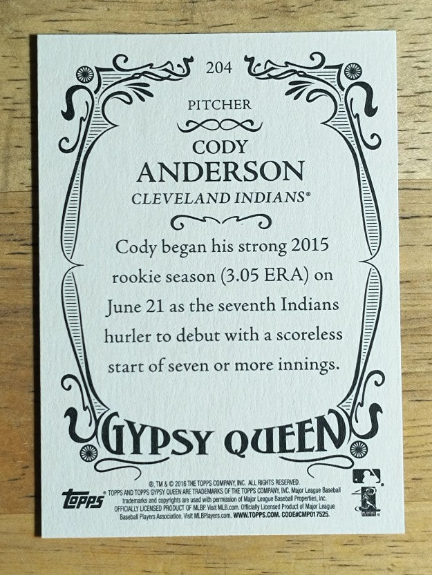2016 Topps Gypsy Queen #204 Cody Anderson