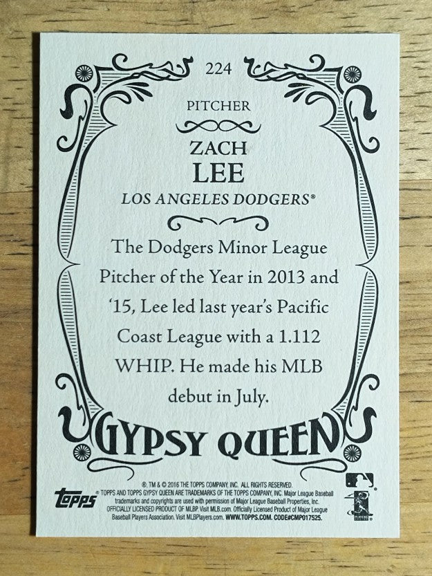 2016 Topps Gypsy Queen #224 Zach Lee