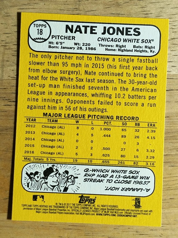 2017 Topps Heritage #18 Nate Jones