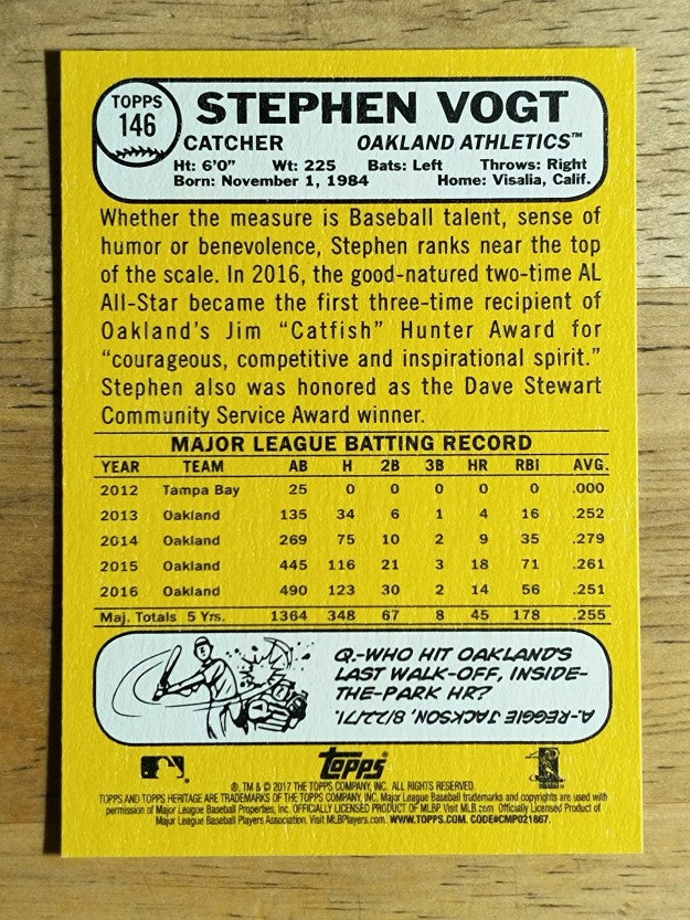 2017 Topps Heritage #146 Stephen Vogt