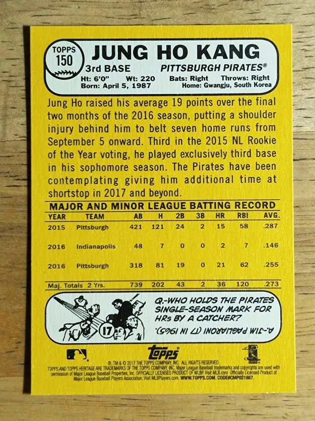 2017 Topps Heritage #150 Jung Ho Kang