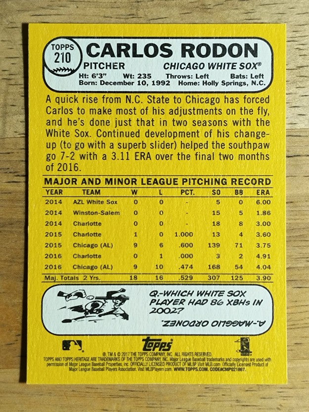 2017 Topps Heritage #210 Carlos Rodon
