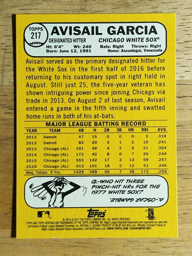 2017 Topps Heritage #217 Avisail Garcia