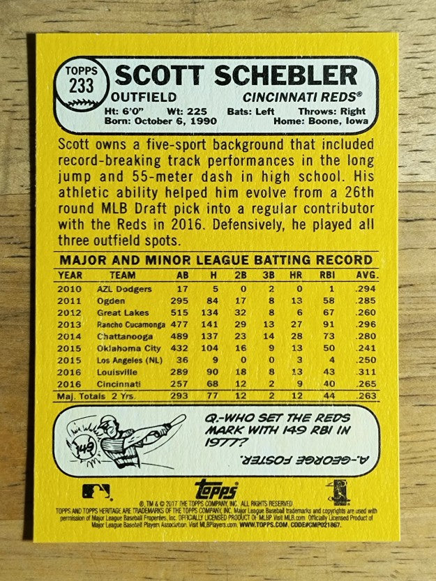 2017 Topps Heritage #233 Scott Schebler