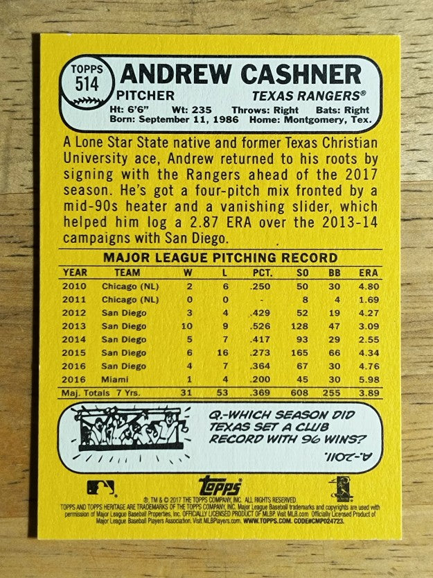 2017 Topps Heritage #514 Andrew Cashner