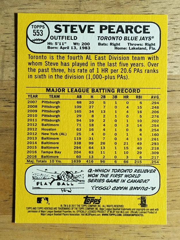 2017 Topps Heritage #553 Steve Pearce
